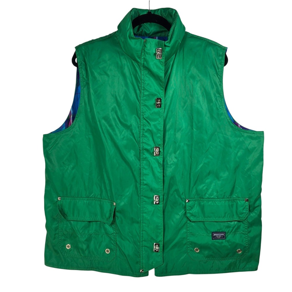 Lauren Ralph Lauren Green Marine Sailing Team Vest Plaid Lining 2X Turn-Lock Zip
